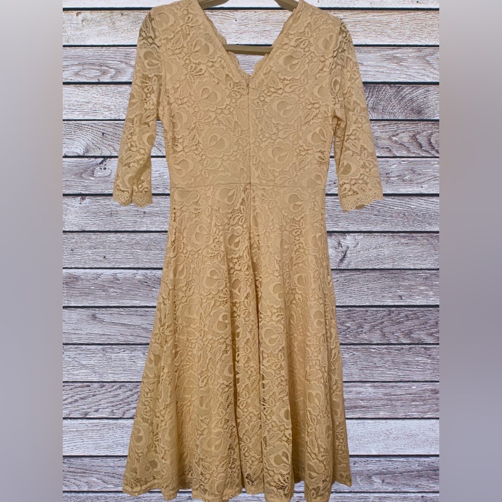 JASAMBAC Vintage Style Lined Lace Midi Dress - Picture 2 of 6